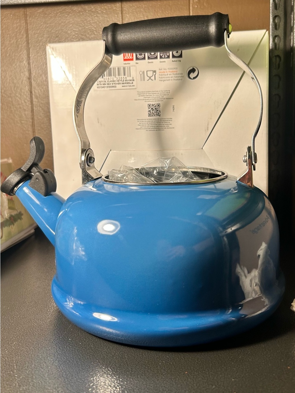Le Creuset Enamel On Steel Whistling Tea Kettle, 1.7 qt., Marseille